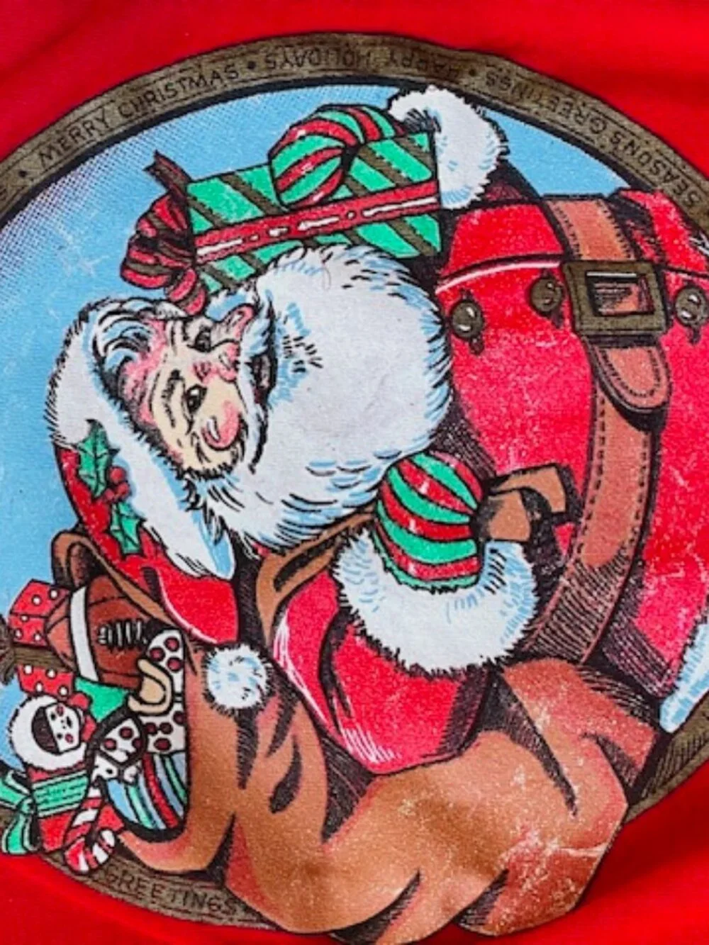 Vintage 80's Santa Claus Christmas Sweatshirt Retrocore Kidcore Festive Large